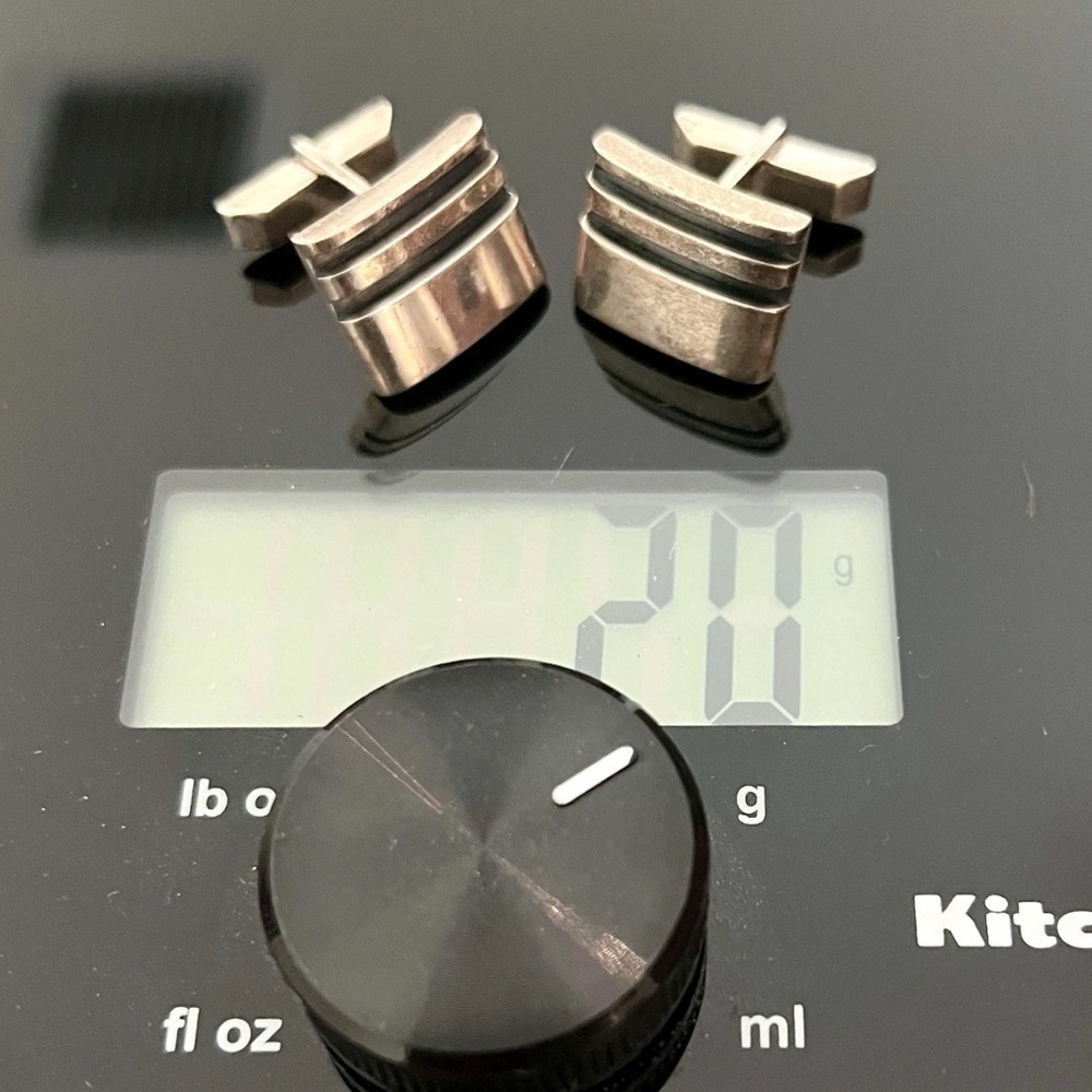 20g Sterling GRAD GLAM! MCM Designer Silver Cuff Links, Jacob M. Oldak Vintage